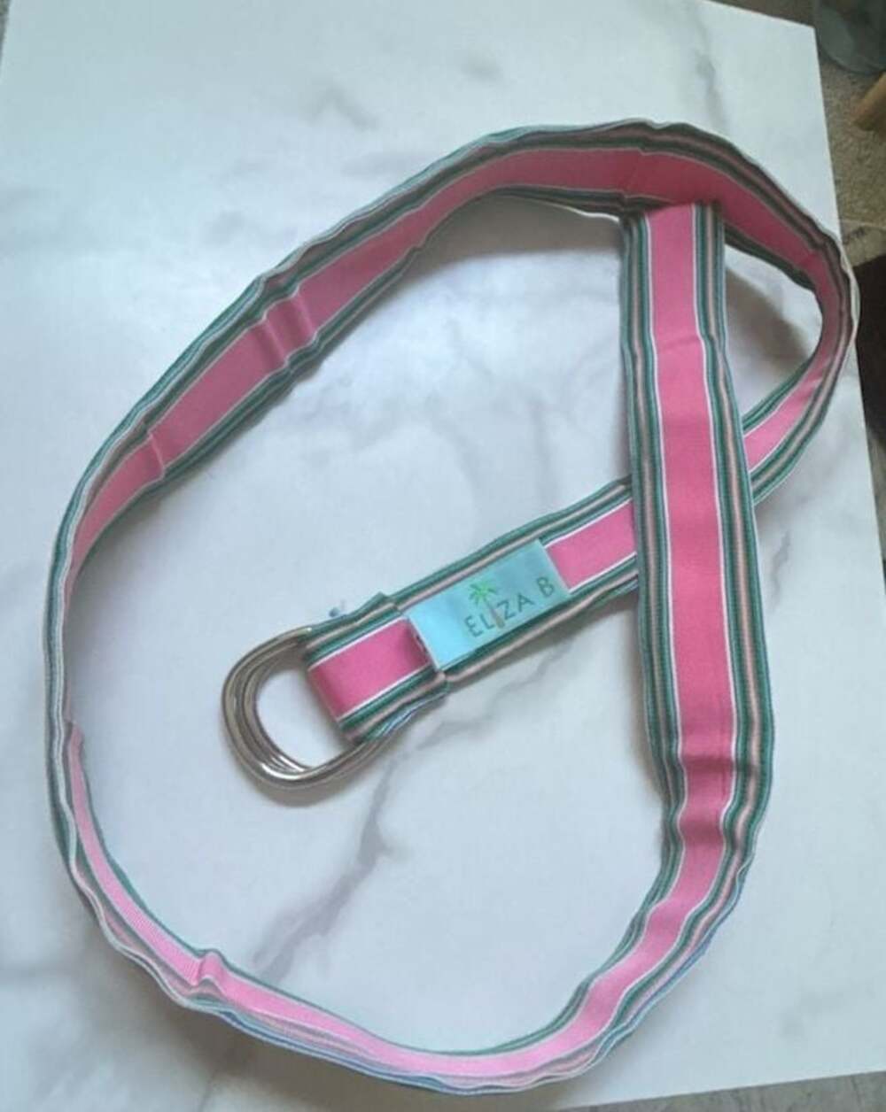 Eliza B. Women's Classic Grosgrain Ribbon Belt, Pink/Green/Blue Stripe